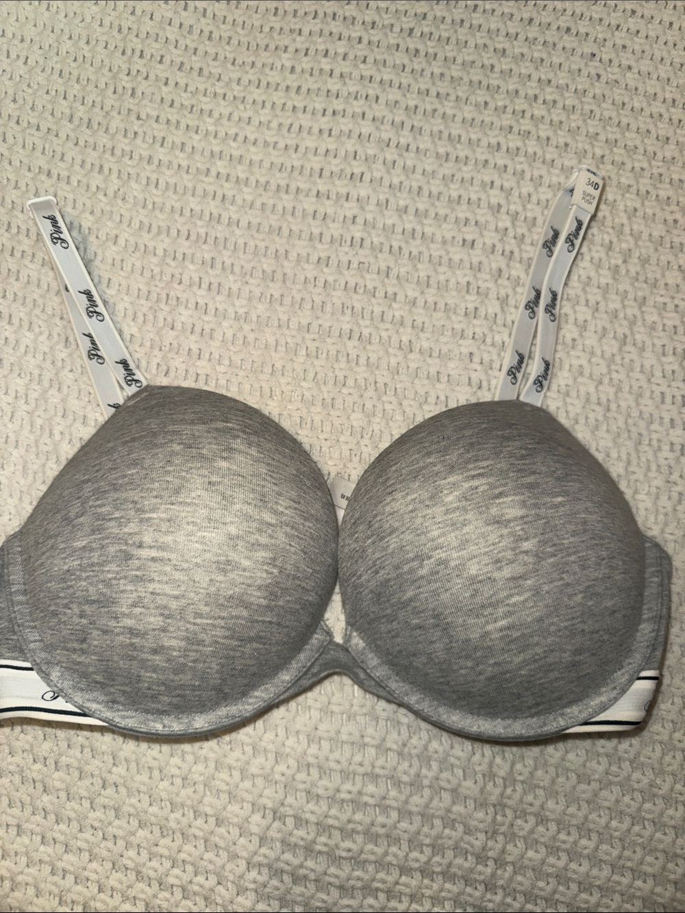PINK Victoria's Secret Heather Gray Push-Up Bra with Logo Straps